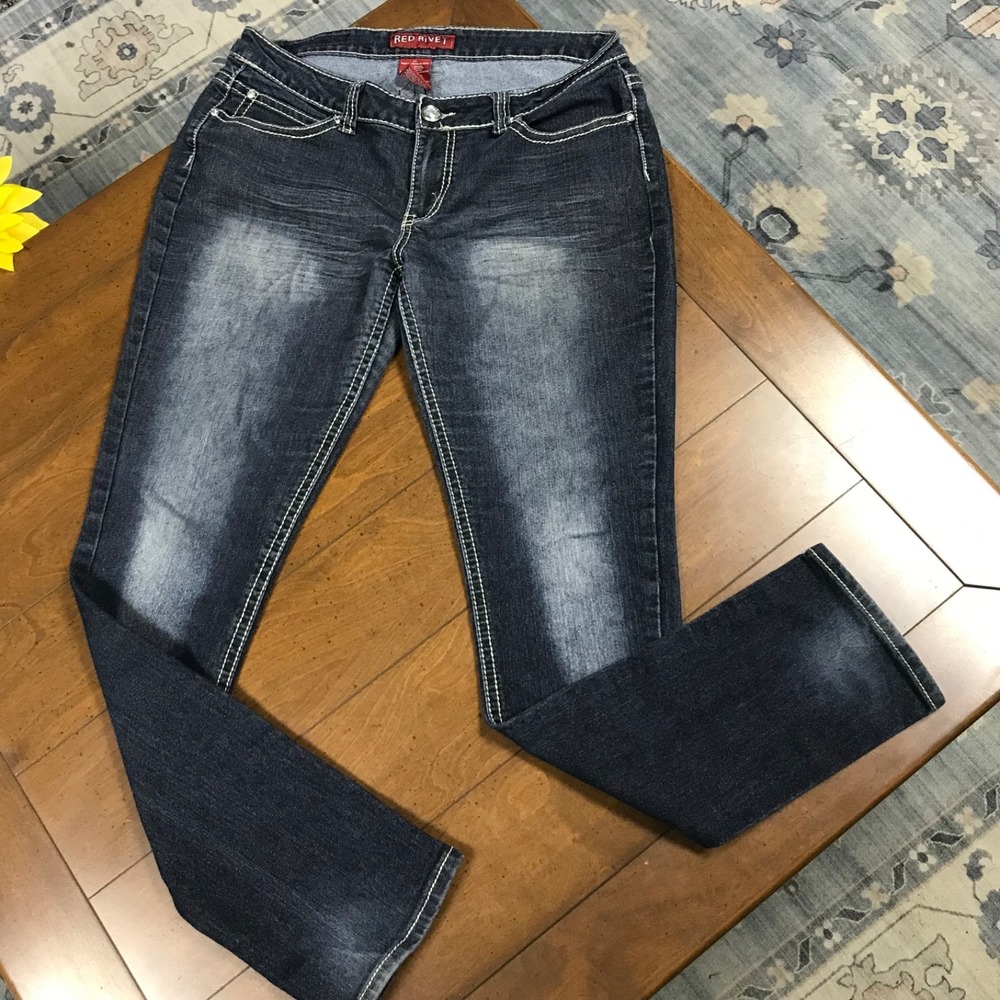 Red‎ Rivet Junior's Skinny Jeans Blinged Out Denim Size 17
